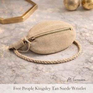 NEW Free People Kingsley Tan Suede Braided Wristlet NWT